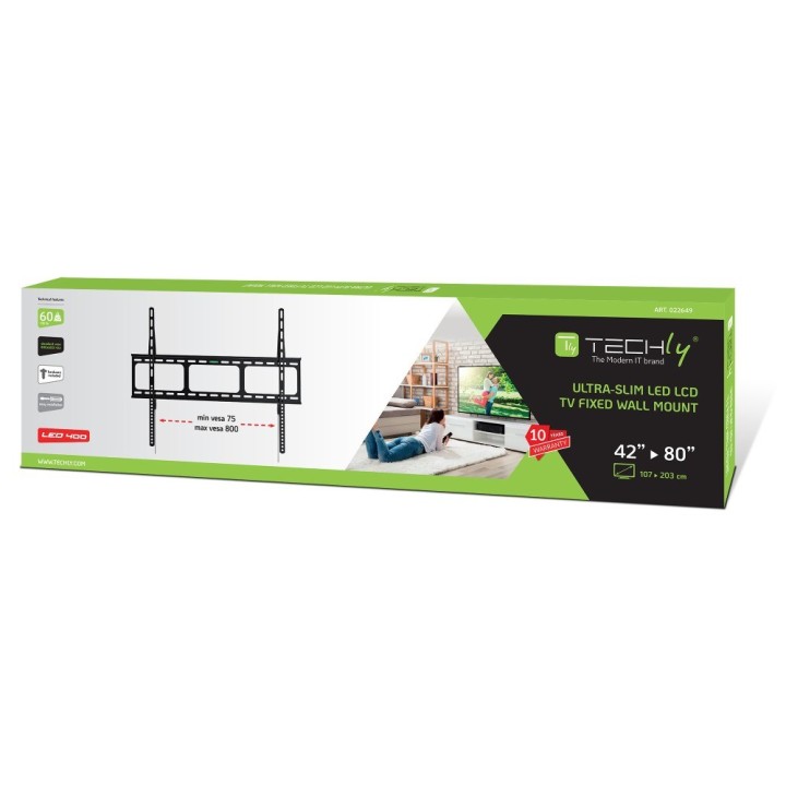 Techly Supporto a parete per LED LCD TV 42-80 Ultra Slim Fixed H600mm ICA-PLB 860