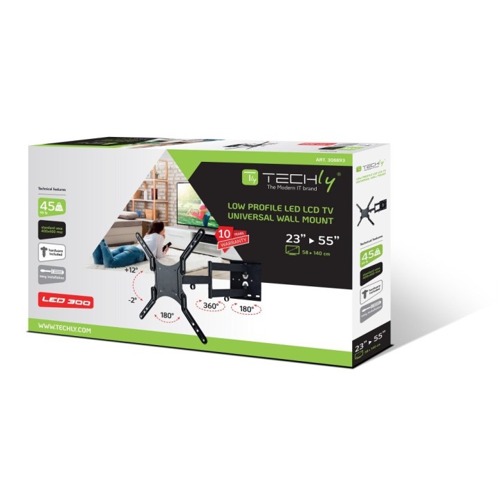 Techly 23-55 Staffa universale per LCD TV a parete nero ICA-PLB 136M
