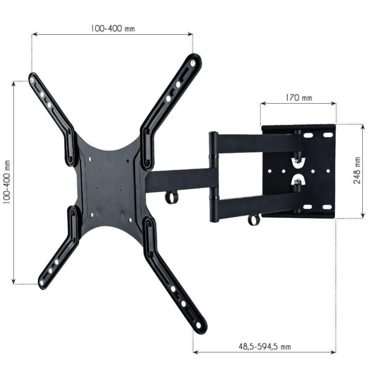 Techly 23-55 Staffa universale per LCD TV a parete nero ICA-PLB 136M
