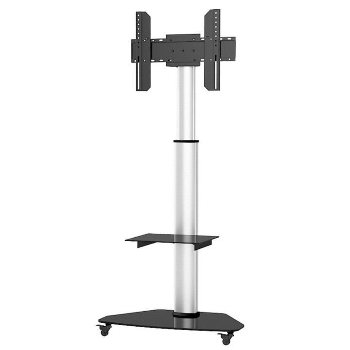 Techly carrello con ripiano per supporto da pavimento TV LCD/LED/Plasma 37-70 argento