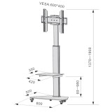 Techly carrello con ripiano per supporto da pavimento TV LCD/LED/Plasma 37-70 argento
