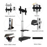 Techly carrello con ripiano per supporto da pavimento TV LCD/LED/Plasma 37-70 argento