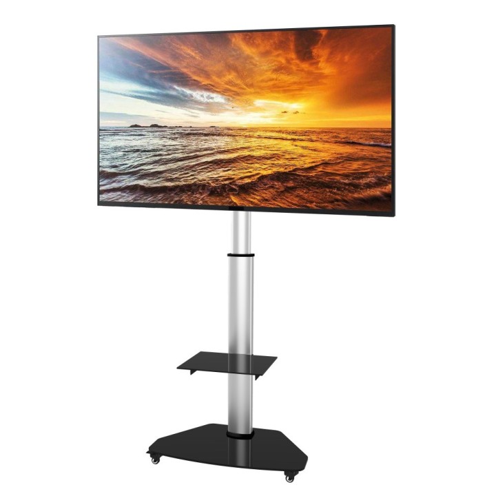 Techly carrello con ripiano per supporto da pavimento TV LCD/LED/Plasma 37-70 argento