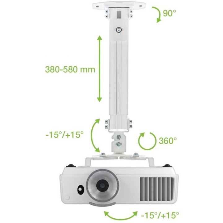 Techly Staffa di estensione per soffitto proiettore 380-580 mm argento ICA-PM 18S