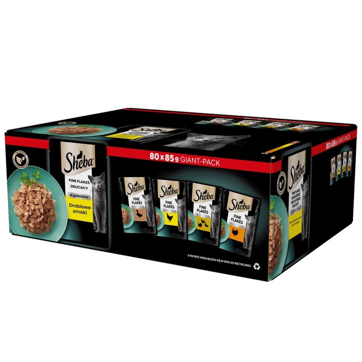 SHEBA Delicacy Aromi di Pollame in gelatina - cibo umido per gatti - 80x 85 g