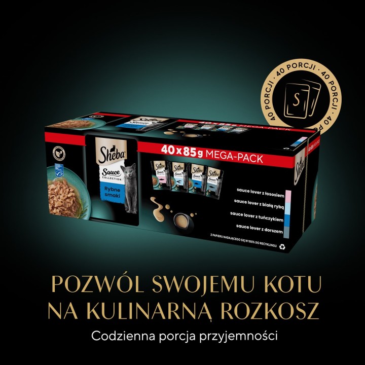 SHEBA Sauce Collection Collezione aromi di pesce - cibo umido per gatti - 40x85 g