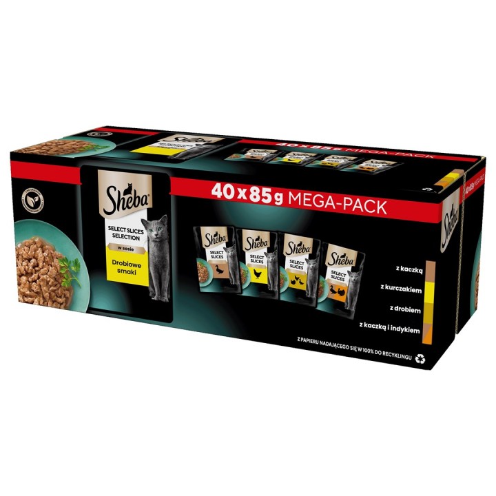 SHEBA Selection Select Fettine Aromi di Pollame - cibo umido per gatti - 40 x 85g