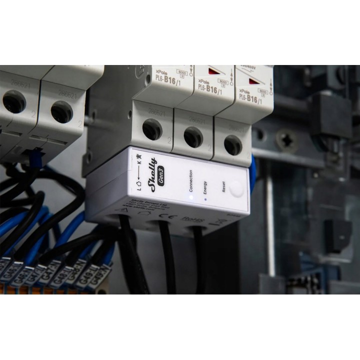 SHELLY WiFi 3EM-63W Gen3 1/3-Channel Misuratore potenza e energia bianco