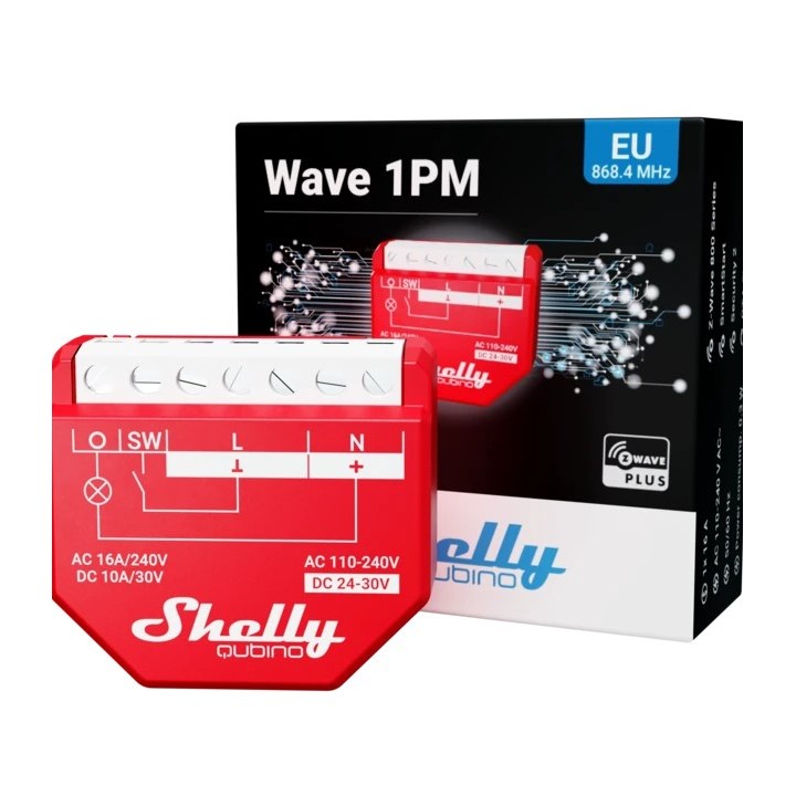 Shelly Qubino Wawe 1PM Interruttore intelligente Rosso