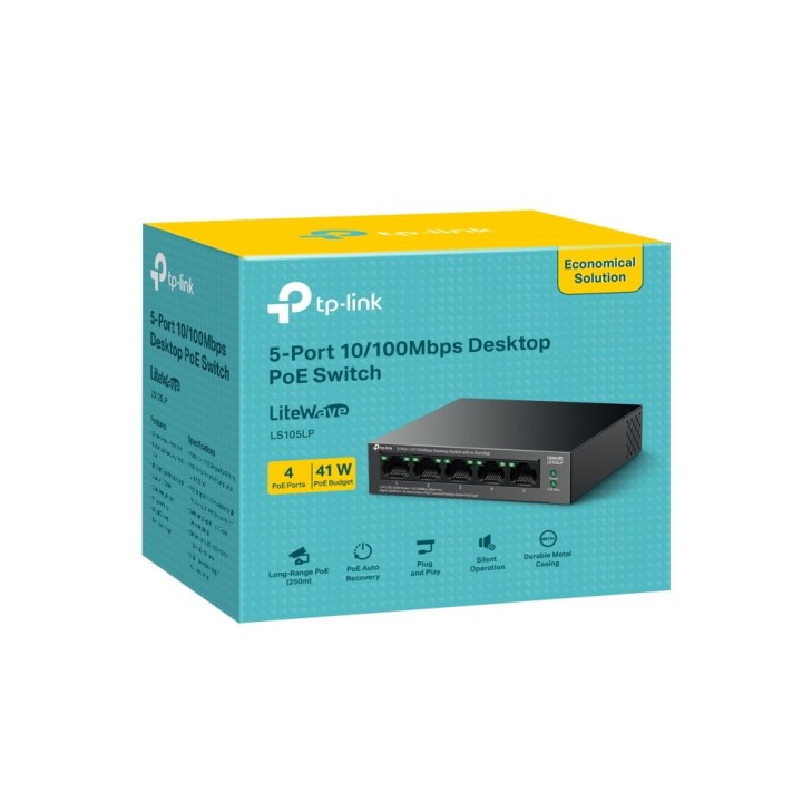 TP-Link LiteWave LS105P Fast ethernet non gestito (10/100) power over ethernet (PoE) nero