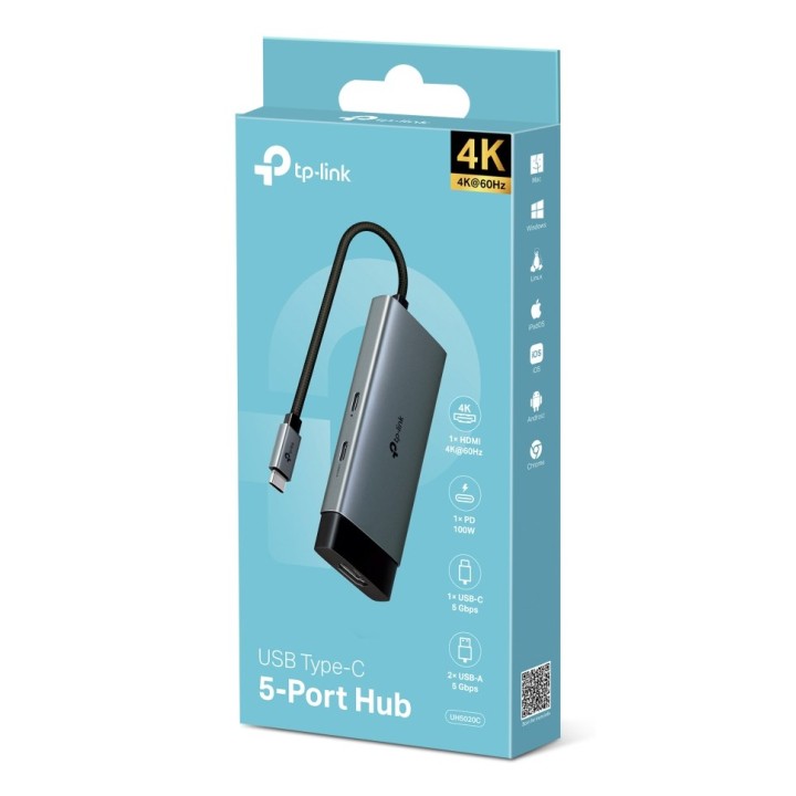 TP-Link UH5020C Hub interfaccia USB Type-C 5000 Mbit/s grigio