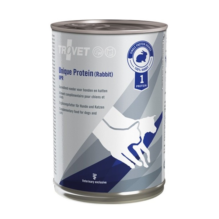 TROVET Proteina unica UPR con coniglio - Cibo umido per cani e gatti - 400 g