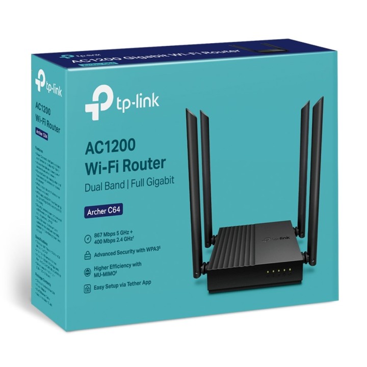 TP-LINK ARCHER C64 router Wi-Fi dual-band nero