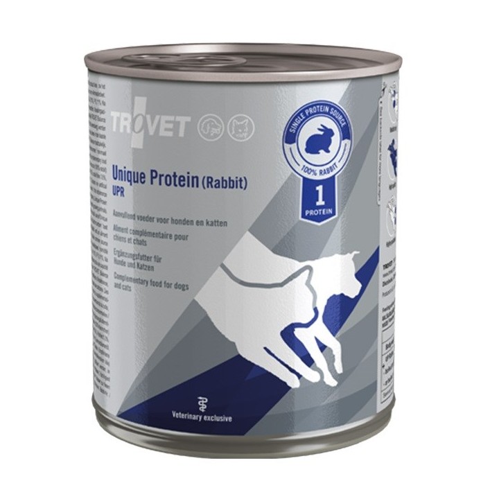 TROVET Proteina unica UPR coniglio - Cibo umido per cani e gatti - 800g