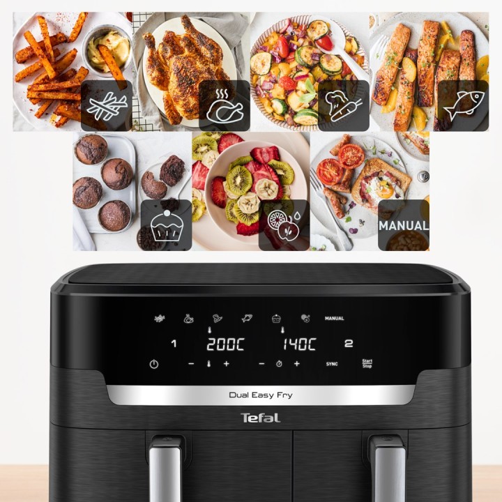 Tefal Friggitrice ad aria calda Easy Fry Dual XXL EY9428E0 doppia 11 L 2020 W nero