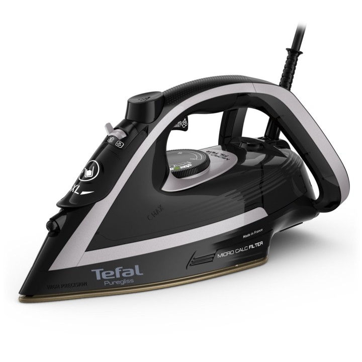 Tefal Puregliss FV8062E0 ferro da stiro a vapore piastra Durilium AirGlide Autoclean 3000 W nero grigio