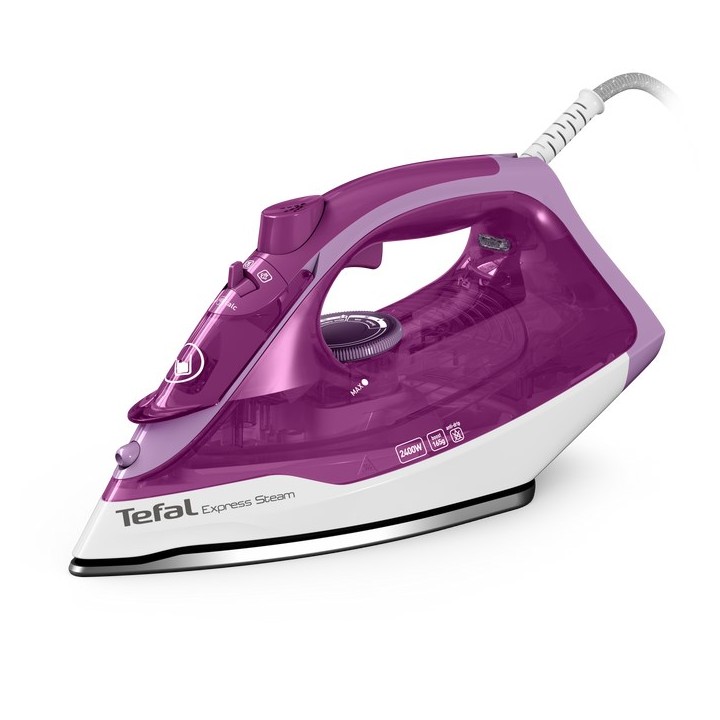 Tefal FV2836 ferro da stiro a vapore piastra in ceramica 2400 W viola bianco