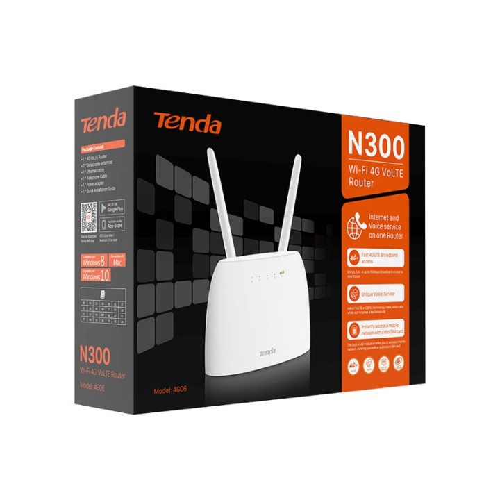 Tenda N300 router wireless Fast Ethernet Single-band (2.4 GHz) 4G Bianco