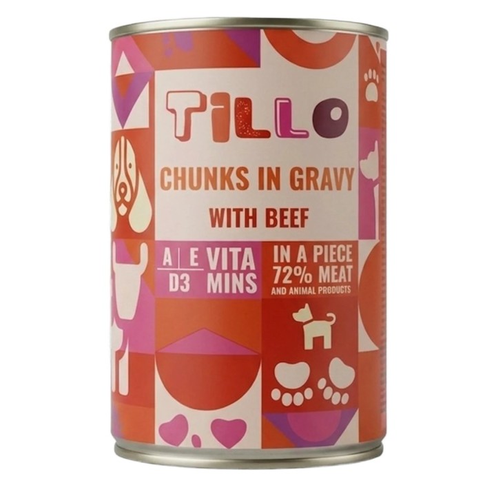 TILLO Bocconi in salsa Manzo - cibo umido per cani - 415g