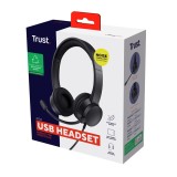 Trust Cuffia Ayda cablata archetto chiamate/musica USB Type-A nero