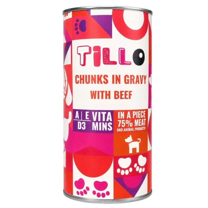 TILLO Bocconi in salsa Manzo - cibo umido per cani - 1250g