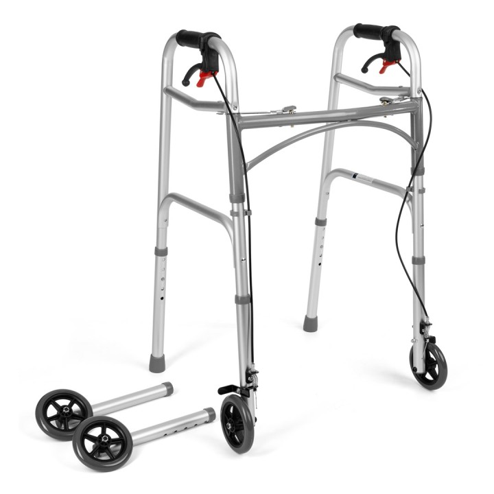 Sedia a rotelle a quattro ruote con freni TIMAGO JMC-C 3223 Silver