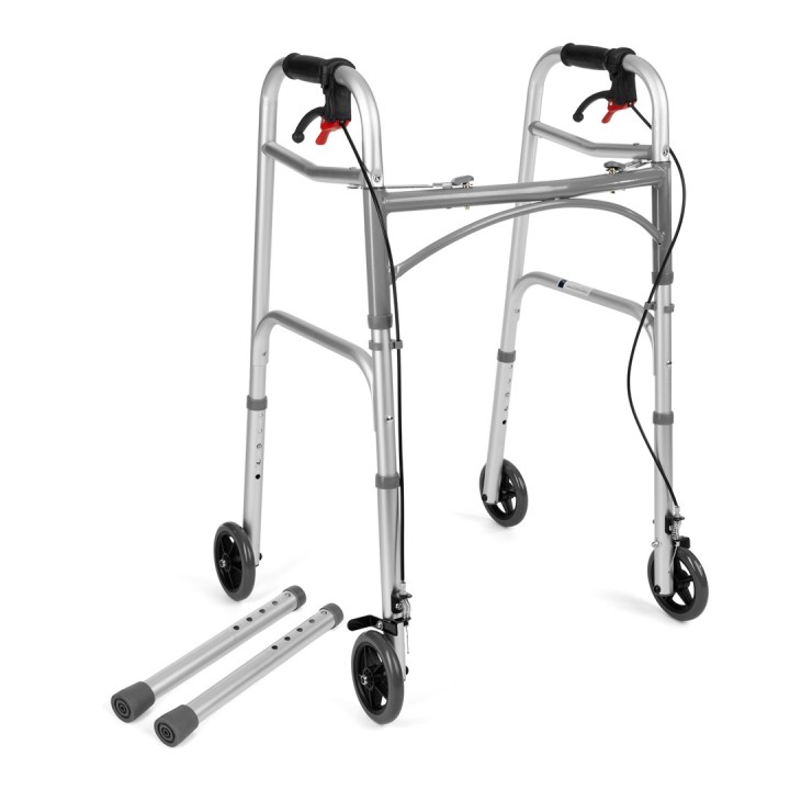Sedia a rotelle a quattro ruote con freni TIMAGO JMC-C 3223 Silver