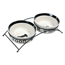 TRIXIE 24641 A Set ciotole in ceramica su stand 0.6 l