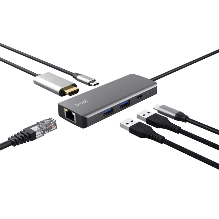 Trust Dalyx - adattatore multi-porta 6-in-1 USB-C 1000 Mbit/s (argento)