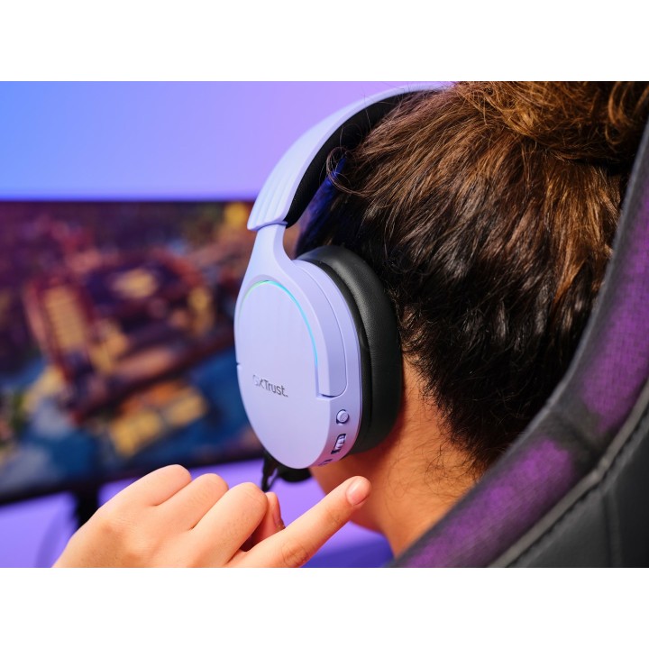 Trust GXT 491P FAYZO Cuffie con filo e wireless A fascia Gaming USB Type-A Bluetooth Nero Viola