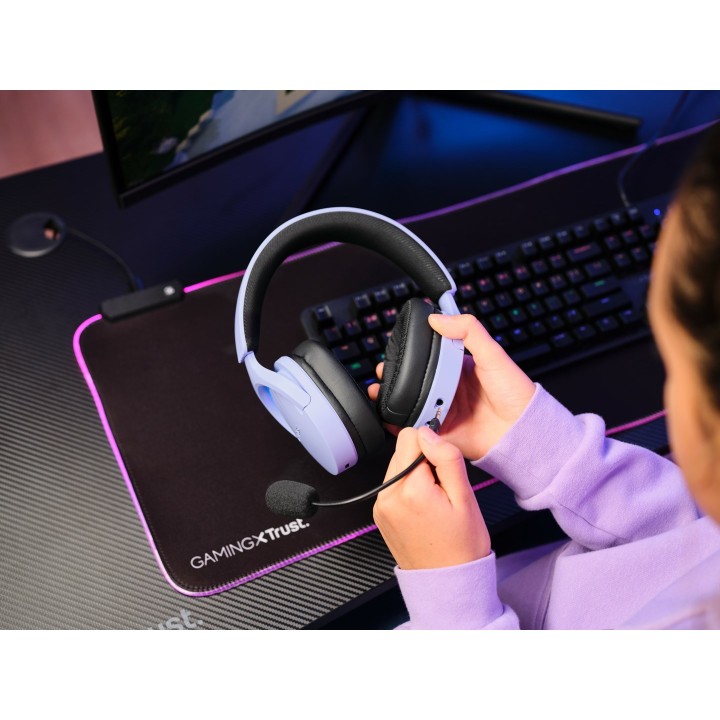 Trust GXT 491P FAYZO Cuffie con filo e wireless A fascia Gaming USB Type-A Bluetooth Nero Viola