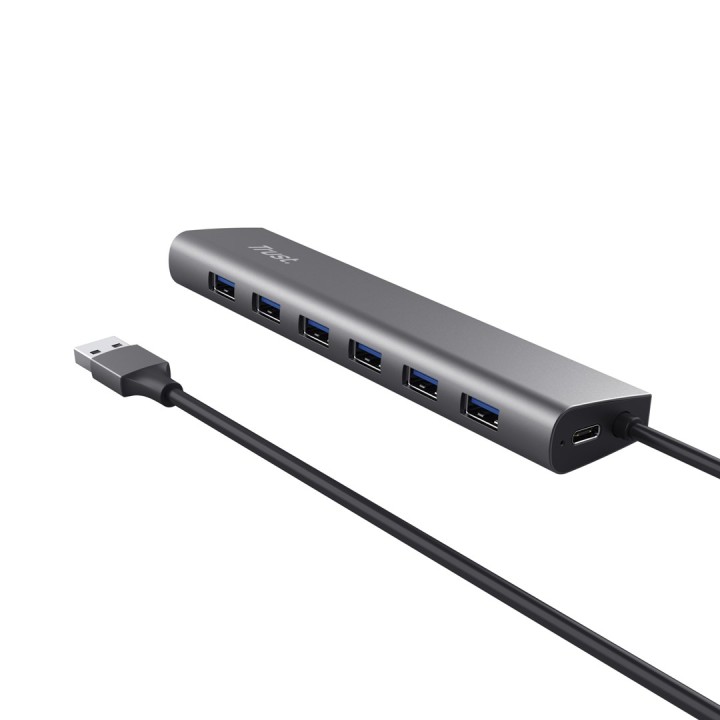 Trust Halyx - Type-A 5000 Mbit/s 7 hub USB 3.2 Gen1 (argento)