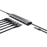 Trust Halyx - Type-A 5000 Mbit/s 7 hub USB 3.2 Gen1 (argento)