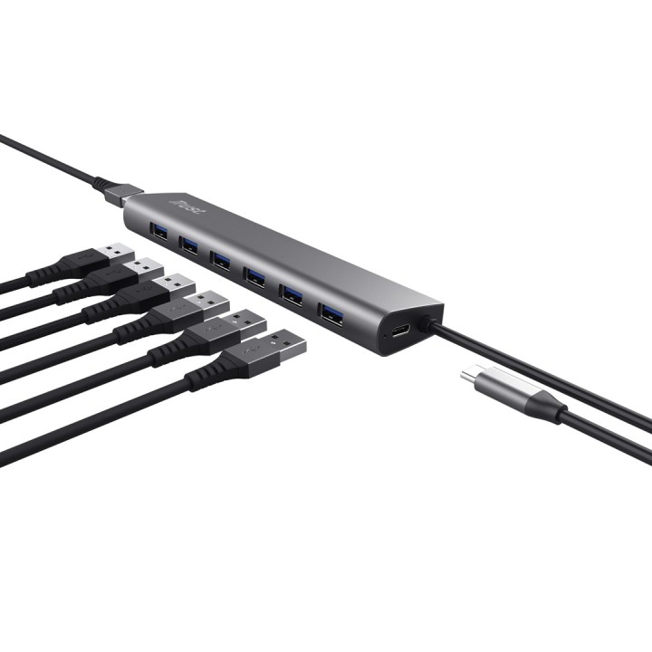 Trust Halyx - Type-A 5000 Mbit/s 7 hub USB 3.2 Gen1 (argento)