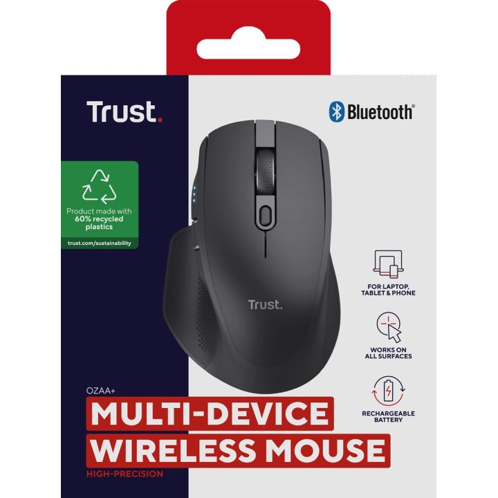 Trust Ozaa+ mouse ufficio destrorso RF Wireless + Bluetooth ottico 3200 DPI