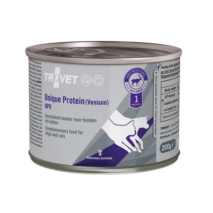 TROVET Proteina unica UPV cervo - Cibo umido per cani e gatti - 200g