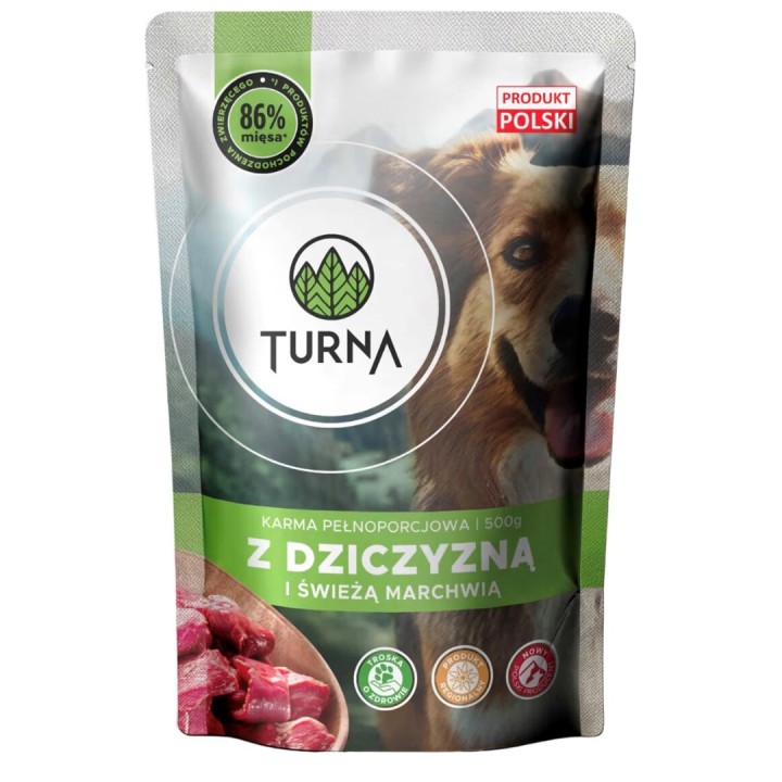 TURNA con carni di selvaggina – cibo umido per cani – 500g