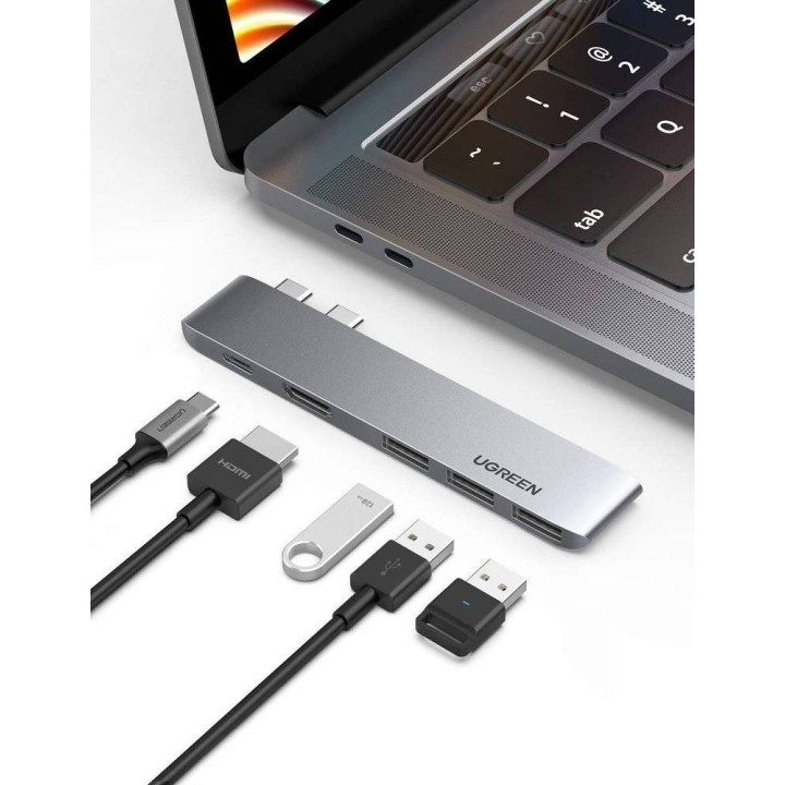 Ugreen 60559 docking station/replicatore di porte laptop USB 3.2 Gen 1 (3.1 Gen 1) Type-C argento