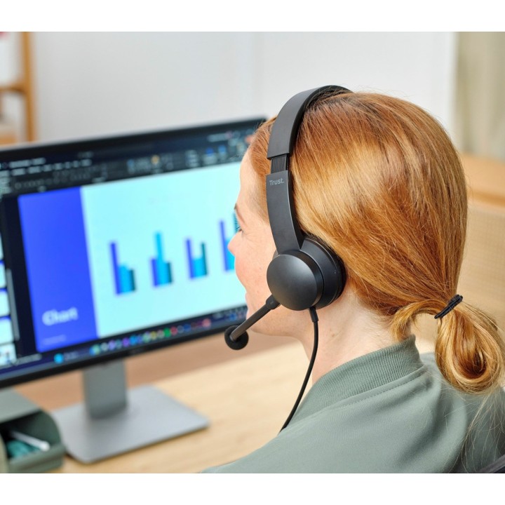 Trust HS-260 Cuffie con filo A collo Office/Call center USB Type-A Nero