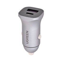 Ugreen USB Type-C / USB 24W Power Delivery Quick Charge caricabatterie da auto grigio (30780)