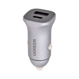 Ugreen USB Type-C / USB 24W Power Delivery Quick Charge caricabatterie da auto grigio (30780)