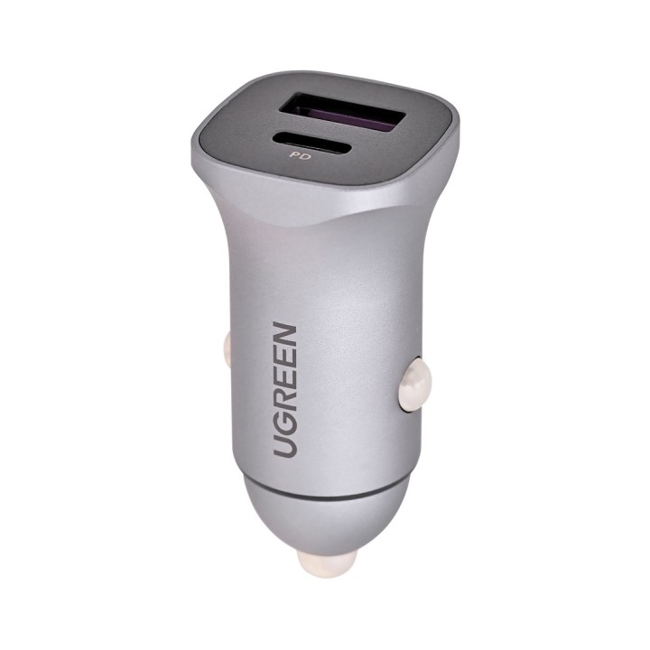 Ugreen USB Type-C / USB 24W Power Delivery Quick Charge caricabatterie da auto grigio (30780)