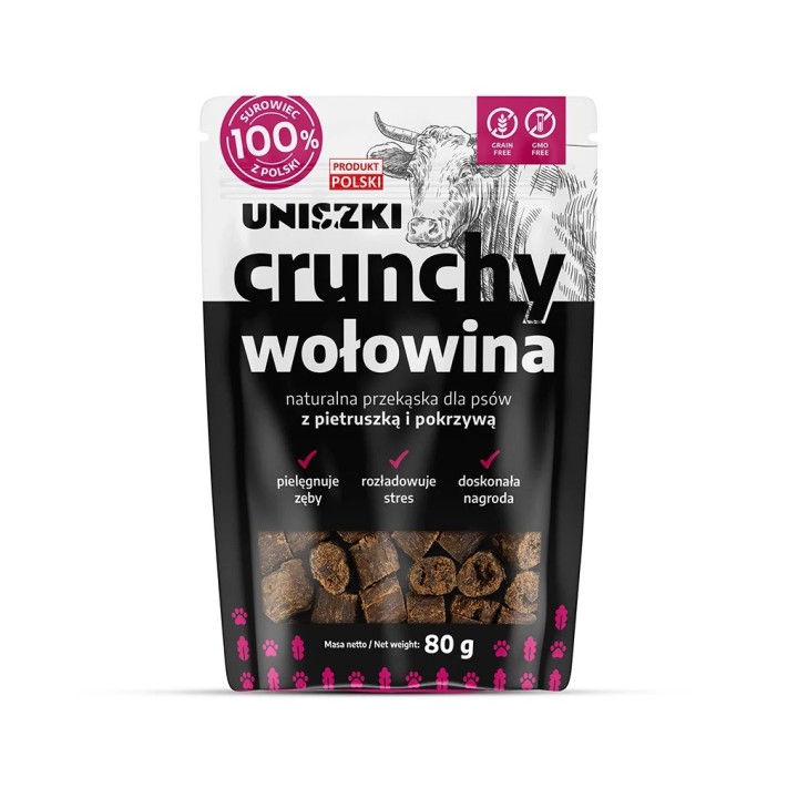 UNISZKI Croccante Manzo con Prezzemolo e Ortica - Snack per Cani - 80g