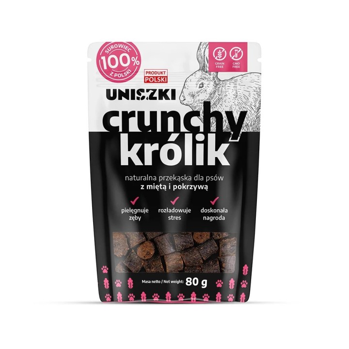 UNISZKI Croccante Coniglio con Menta e Ortica - Snack per Cani - 80g