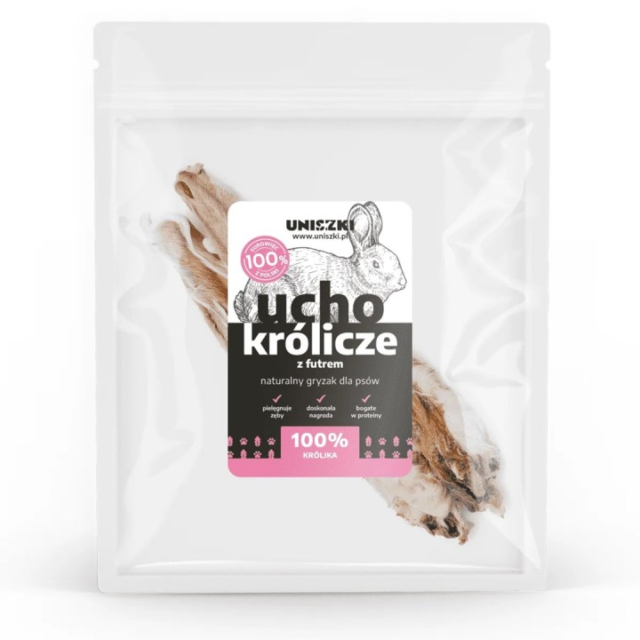 UNISZKI Orecchio di coniglio con pelo - snack per cani - 2 pezzi