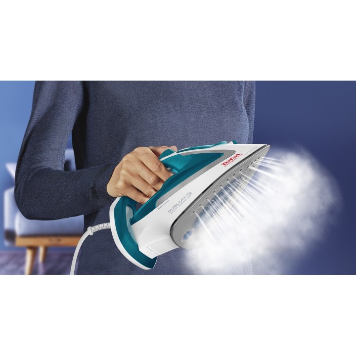 Tefal EasyGliss Plus FV5718 ferro Dry & Steam iron piastra Durilium 2400 W turchese bianco