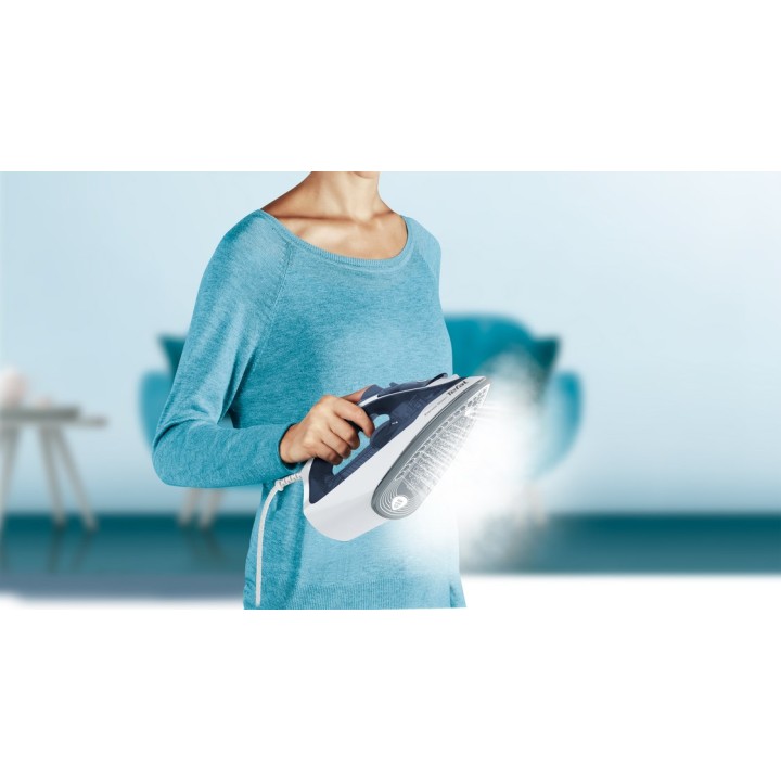 Tefal Express Steam FV2837 ferro da stiro a vapore piastra Cerilium 2400 W blu grigio bianco