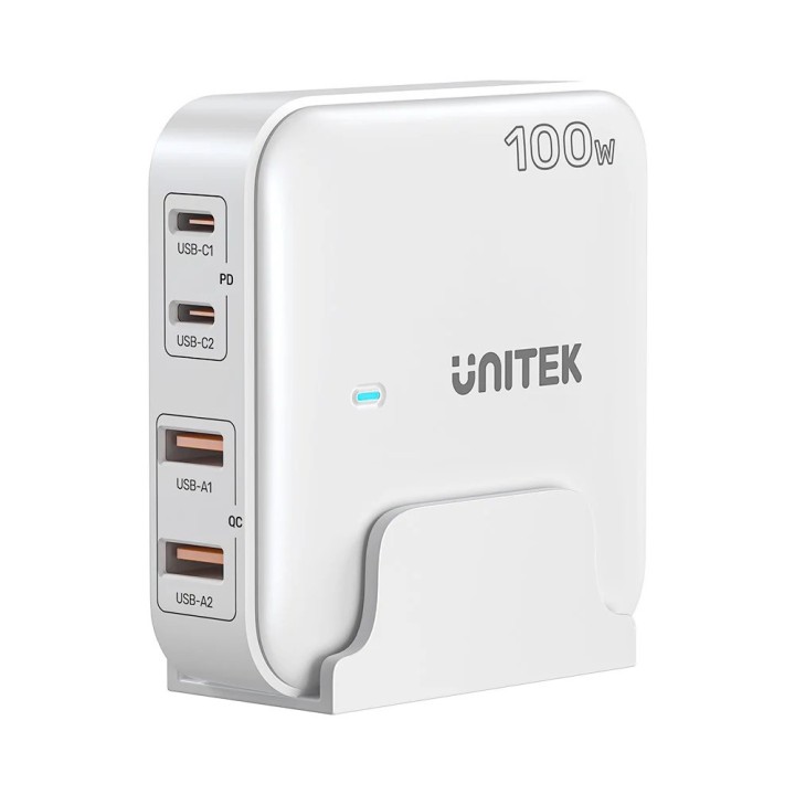 GaN caricabatterie di rete - Unitek P1229AWH01-EU | 100W 2x USB-C 2x USB-A