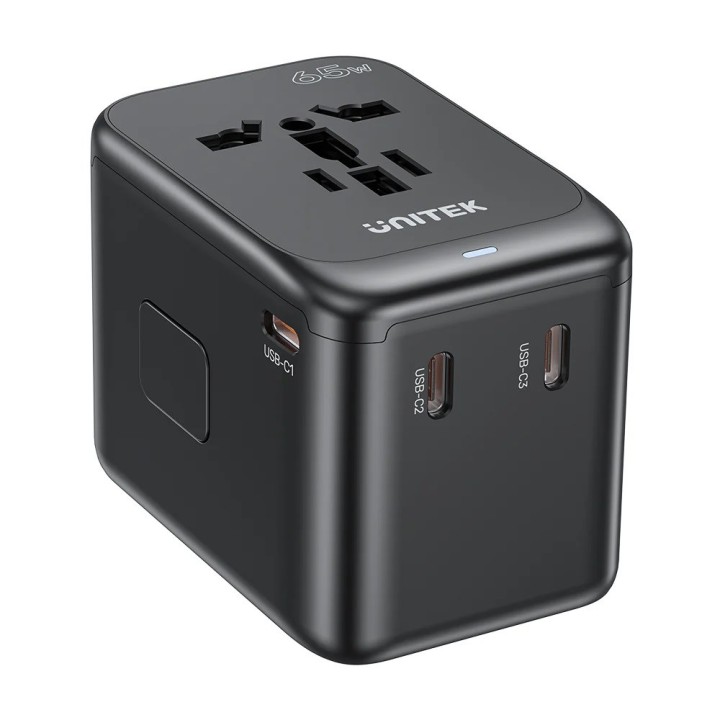 Caricabatterie - Unitek 65W Adattatore universale da viaggio (P1122ABK01) | 1xUSB-A 3xUSB-C 1xAC