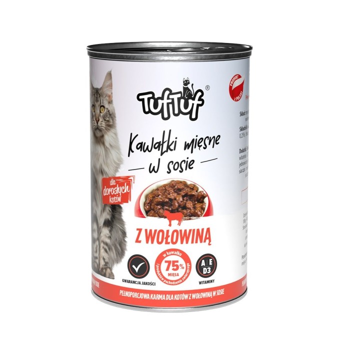 TUF TUF Pezzi di carne in salsa con manzo - cibo umido per gatto - 415g
